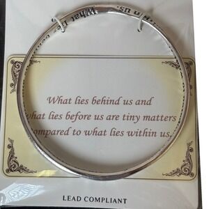 Inspirational‎ Quote Bangle Bracelet Silver Tone "What Lies Within Us"